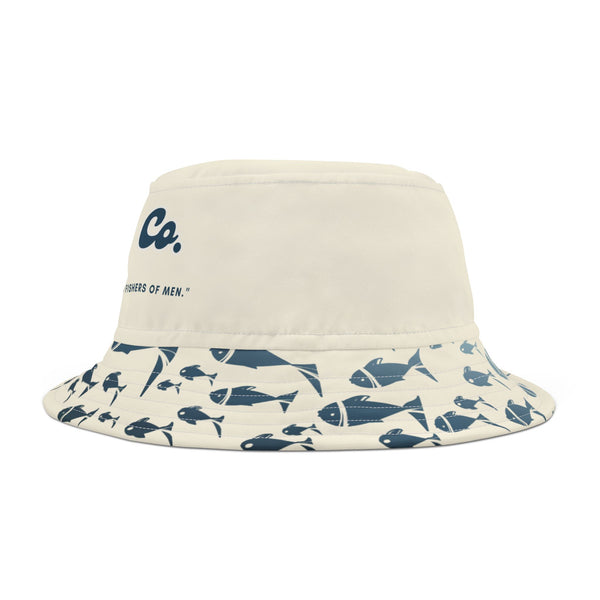 "Fishers Of Men Fishing Co." Bucket Hat - White