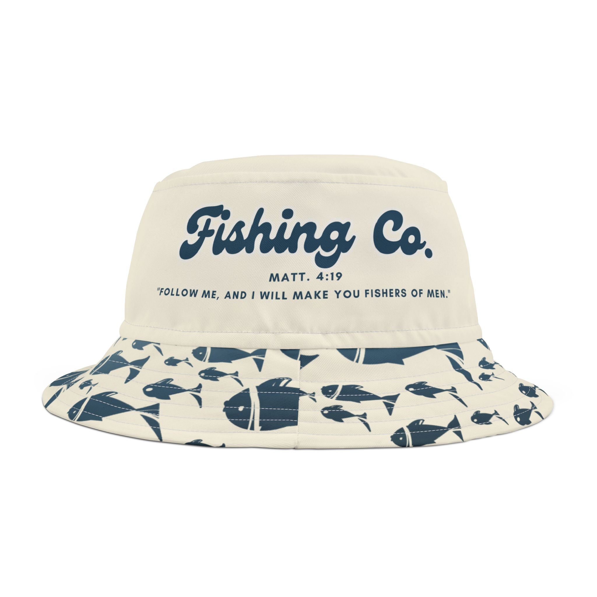 "Fishers Of Men Fishing Co." Bucket Hat - White