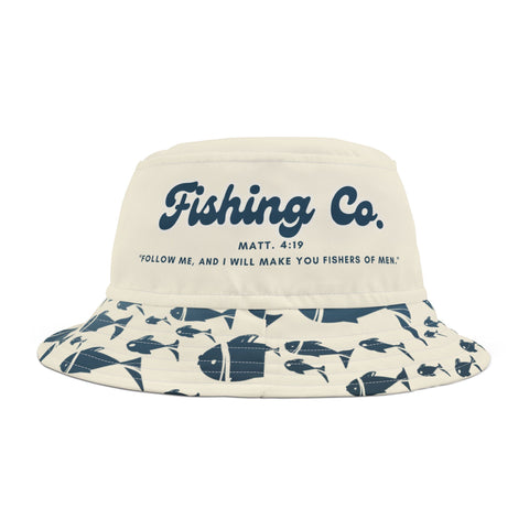 "Fishers Of Men Fishing Co." Bucket Hat - White